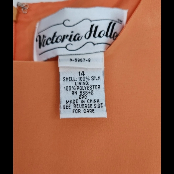 Silk dress and jacket set orange lined size 14 Victoria Holley - Picture 7 of 7